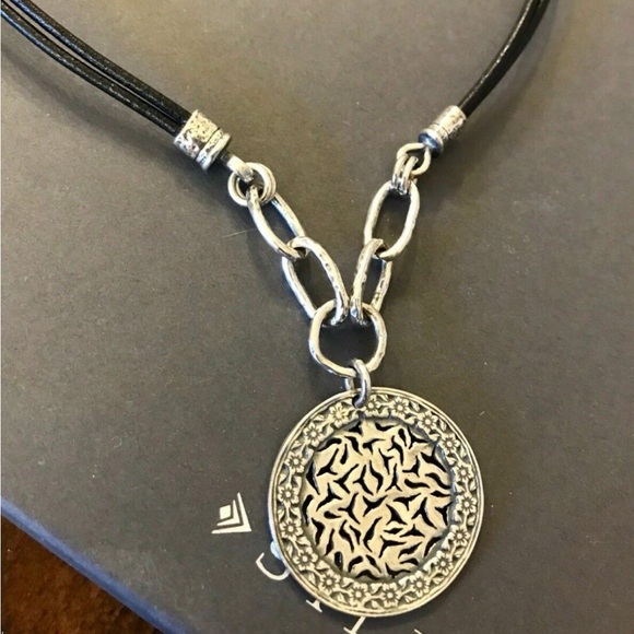 252. Signed Silpada “Sunburst” Sterling Silver and Leather Pendant Necklace - Picture 7 of 13